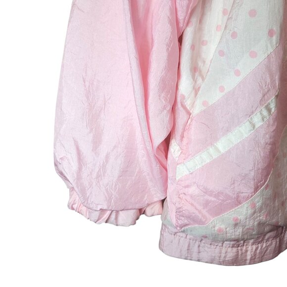 Vintage Lindsey Blake Sport Pink Polka Dot Windbreaker Track Jacket M 80s 90s Ny - Picture 6 of 14